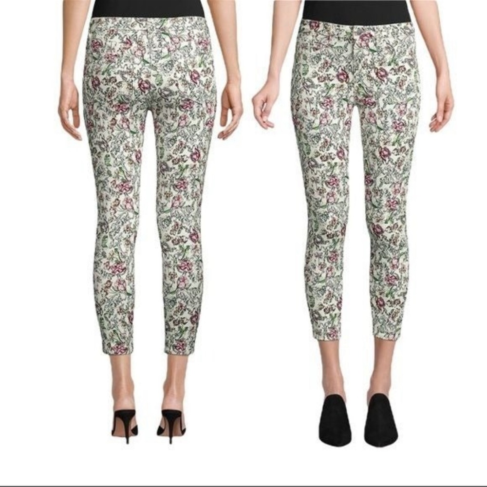 L’Agence Margot skinny high rise hand drawn floral print on white. size 31.